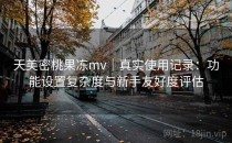 天美密桃果冻mv｜真实使用记录：功能设置复杂度与新手友好度评估