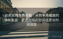 白虎视频免费观看｜从效率角度做的体验复盘：更适合碎片时间还是长时间浏览